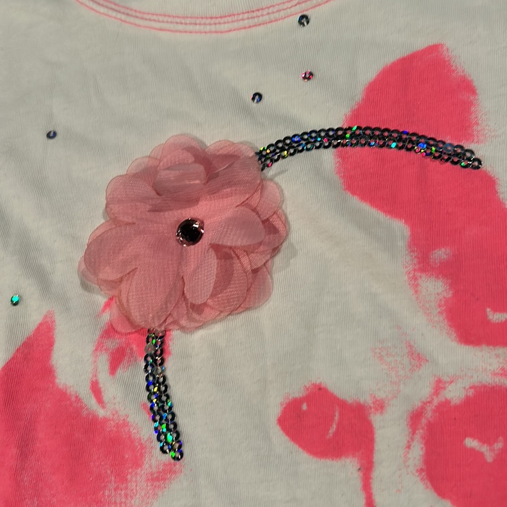 NWT Justice Pink White Bulldog Almost Too Cute Long Sleeve Top Size 16 - Picture 9 of 13